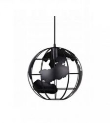 Lustra tip pendul model glob pamantesc, diametru 30 cm, Gonga®, culoaremodel Negru