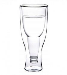 Set 2 pahare model sticla inversata, 500 ml, Gonga®, culoaremodel Transparent
