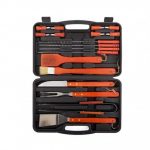 Set 18 ustensile pentru gratar in geanta de transport, Gonga®, culoaremodel Maro