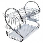 Suport pentru vase metalic cu 2 etaje, argintiu