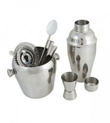 Set pentru cocktail si bauturi, inox, 6 piese, Gonga®, culoaremodel Argintiu
