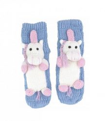 Sosete impletite din lana model unicorn 3D, marimea 35-39, culoaremodel Albastru