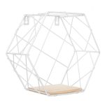 Raft de perete metalic hexagon, 15x10.5 cm, model carouri, culoaremodel Alb