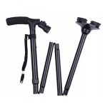 Baston pliabil cu lumina LED, 3 puncte de sprijin, 84-94 cm, culoaremodel Negru