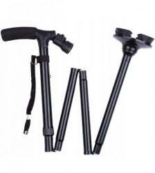 Baston pliabil cu lumina LED, 3 puncte de sprijin, 84-94 cm, culoaremodel Negru