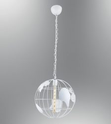 Lustra tip pendul model glob pamantesc, diametru 30 cm, Gonga®, culoaremodel Alb