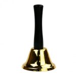 Clopotel din metal cu maner de lemn, 13 cm lungime, Gonga®, culoaremodel Auriu