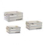 Set 3 ladite din lemn pentru depozitare sau decor, 3 dimensiuni, culoaremodel Alb