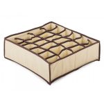 Organizator pentru sosete si lenjerie intima cu 24 de compartimente, 34x30x10 cm, culoaremodel Crem