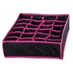 Organizator pentru sosete si lenjerie intima cu 24 de compartimente, 34x30x10 cm, culoaremodel Negru