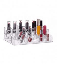 Organizator din plastic pentru ruj, 24 compartimente, Gonga®, culoaremodel Transparent