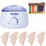 Set epilare complet cu incalzitor ceara, 4x100g ceara, 100 spatule din lemn, culoaremodel Albastru