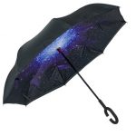 Umbrela reversibila cu model galactic, Gonga®, culoaremodel Albastru/Negru