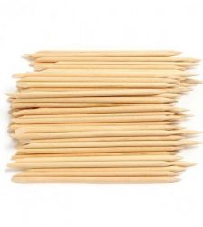 Set de 100 betisoare duble din lemn pentru cuticule, Gonga®, culoaremodel Bej