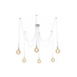 Lustra cu 6 pendule E27 model Spider, 115 cm, culoaremodel Alb