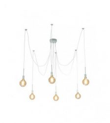 Lustra cu 6 pendule E27 model Spider, 115 cm, culoaremodel Alb