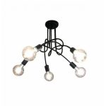 Lustra cu 5 pendule E27, 34 cm, culoaremodel Negru