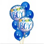 Set 7 Baloane, BabyShower pentru baieti 30-46 cm, Gonga®, culoaremodel Albastru