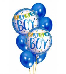 Set 7 Baloane, BabyShower pentru baieti 30-46 cm, Gonga®, culoaremodel Albastru