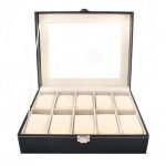 Cutie tip caseta organizatoare pentru ceasuri, Gonga®, culoaremodel Negru, marime 10 compartimente