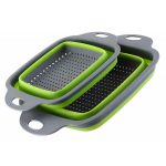 Set 2x Scurgator pliabil din plastic si silicon, verde, Gonga®, culoaremodel Verde/Gri