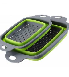 Set 2x Scurgator pliabil din plastic si silicon, verde, Gonga®, culoaremodel Verde/Gri