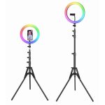 Lampa LED RGB inel selfie cu stativ, Gonga®, culoaremodel Multicolor