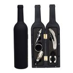 Set 6 accesorii pentru vin, model sticla de vin, Gonga®, culoaremodel Negru