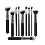 Set 10 pensule de machiaj din par sintetic, model clasic, culoaremodel Negru