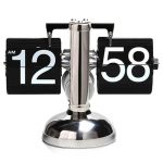 Ceas de birou vintage, cu flansa mecanica automata, Gonga®, culoaremodel Argintiu