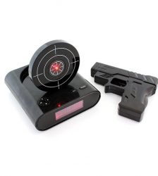 Ceas desteptator cu oprire alarma cu pistol infrarosu, afisaj LCD, Gonga®, culoaremodel Negru