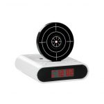 Ceas desteptator cu oprire alarma cu pistol infrarosu, afisaj LCD, Gonga®, culoaremodel Alb
