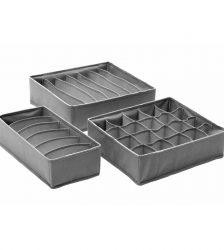 Set Organizator de sertar, 3 piese, Gonga®, culoaremodel Gri