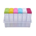 Set de 6 recipiente transparente pentru condimente, multicolor, Gonga®, culoaremodel Multicolor