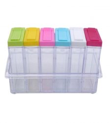 Set de 6 recipiente transparente pentru condimente, multicolor, Gonga®, culoaremodel Multicolor