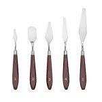 Set de 5 cuțite din oțel pentru amestecarea vopselelor în ulei, Gonga®, culoaremodel Maro