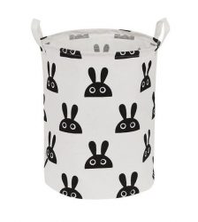 Cos din bumbac pentru jucarii/haine copii, model iepure, Gonga®, culoaremodel Alb/Negru