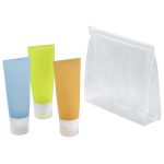 Set 3 sticle reincarcabile de calatorii pentru sapun lichid, sampon, gel, Gonga®, culoaremodel Multicolor