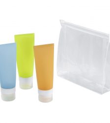 Set 3 sticle reincarcabile de calatorii pentru sapun lichid, sampon, gel, Gonga®, culoaremodel Multicolor