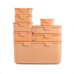 Set de 8 recipiente pentru alimente, diverse dimensiuni, cu capac etans, Gonga®, culoaremodel Portocaliu