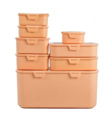 Set de 8 recipiente pentru alimente, diverse dimensiuni, cu capac etans, Gonga®, culoaremodel Portocaliu
