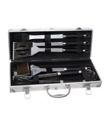 Set 5 ustensile de gratar in cutie de aluminiu, Gonga®, culoaremodel Argintiu