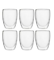 Set 6 pahare din sticla pentru Coffee Latte, 350 ml, Gonga®, culoaremodel Transparent