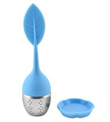 Infuzor din silicon în formă de frunză pentru ierburi și ceai, Gonga®, culoaremodel Albastru
