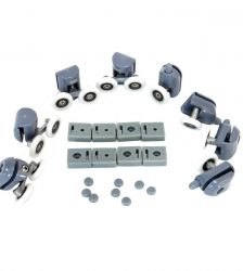 Set de 8 rotile pentru cabine de dus, din plastic dur, Gonga®, culoaremodel Gri