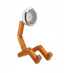 Lampă led, din lemn, reglabilă, cu cap in forma de proiector, Gonga®, culoaremodel Crem