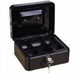 Cutie pentru bani, depozitare obiecte, metalica, cu incuietoare,15x12 cm, Gonga®, culoaremodel Negru