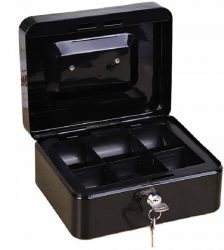 Cutie pentru bani, depozitare obiecte, metalica, cu incuietoare,15x12 cm, Gonga®, culoaremodel Negru