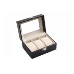 Cutie tip caseta organizatoare pentru ceasuri, Gonga®, culoaremodel Negru, marime 3 compartimente