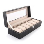 Cutie tip caseta organizatoare pentru ceasuri, Gonga®, culoaremodel Negru, marime 6 compartimente